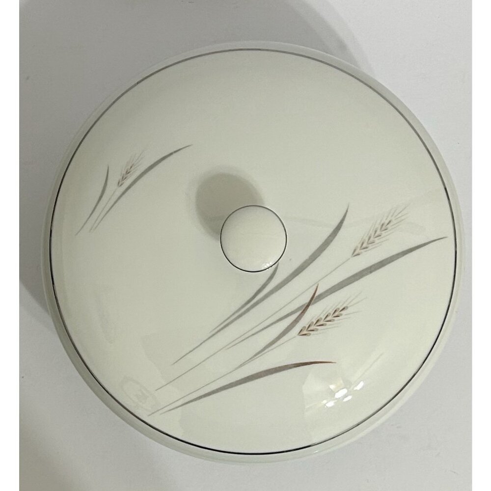 Platinum Trim Wheat Fine China Covered Serving Bowl Max Schonfeld MCM Vintage - Picture 8 of 9
